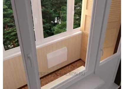 Теплое остекление лоджии пластиковыми окнами и отопительным конвектором в Малаховке