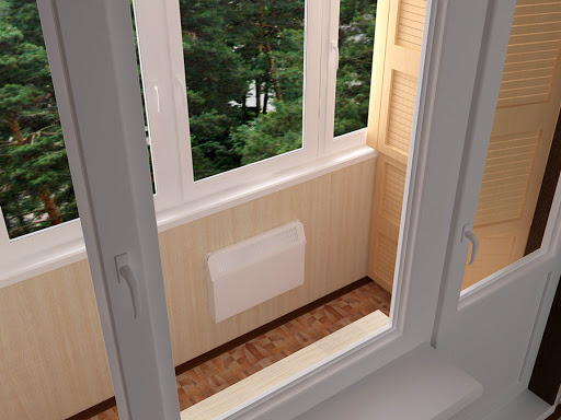 Теплое остекление лоджии пластиковыми окнами и отопительным конвектором в Малаховке